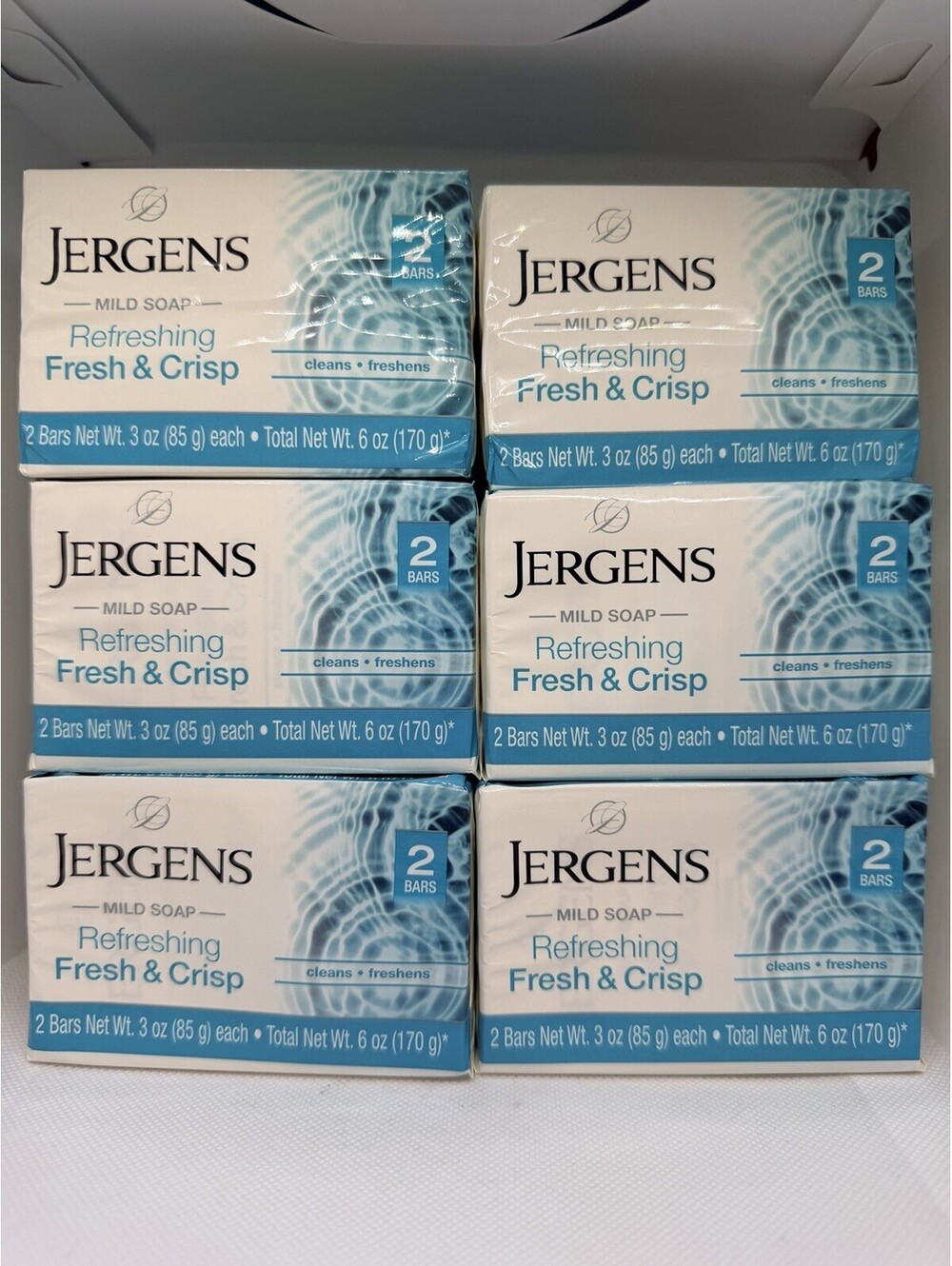 6 NEW 2 PACK BAR JERGENS HAND SOAP MILD FRESH AND CRISP 12 3 OZ BARS